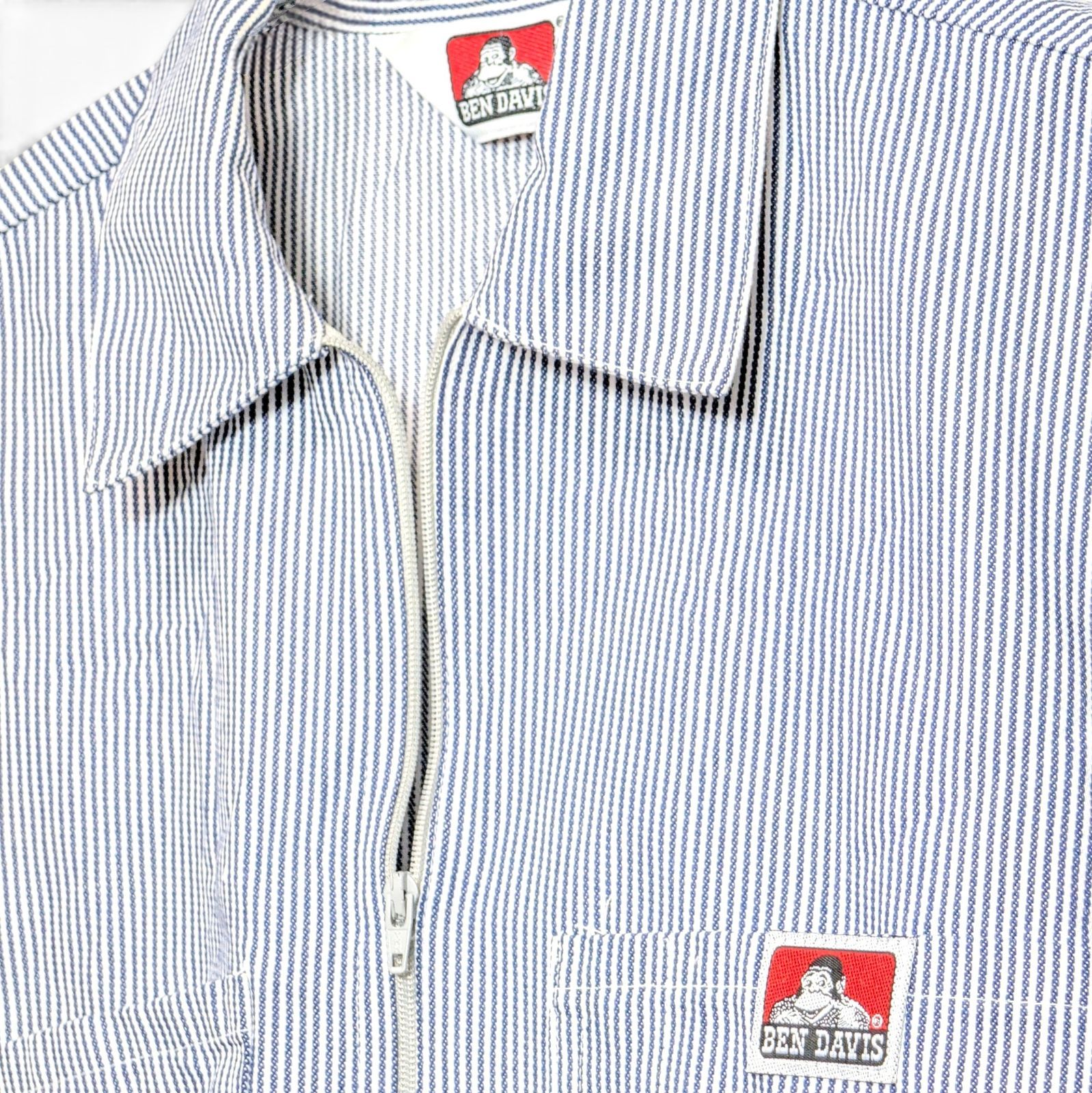 ベンデイビス 半袖ワークシャツ size M ヒッコリーストライプ BEN