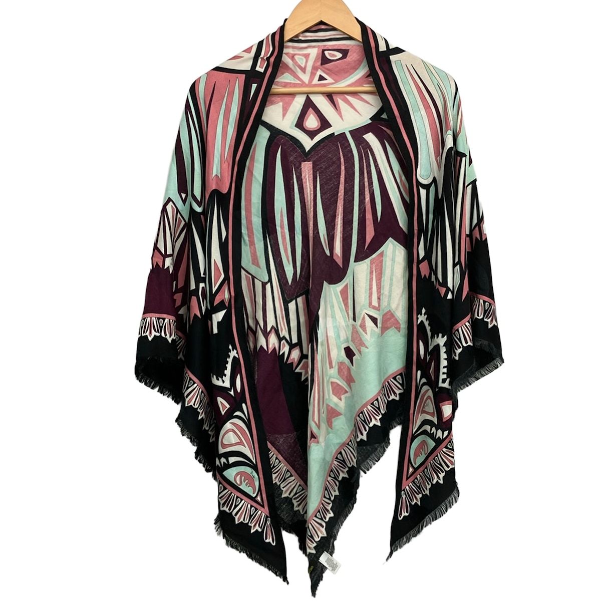 EMILIO PUCCI(PUCCI)(エミリオプッチ) ストール(ショール) - 黒×ピンク×マルチ ウール、シルク