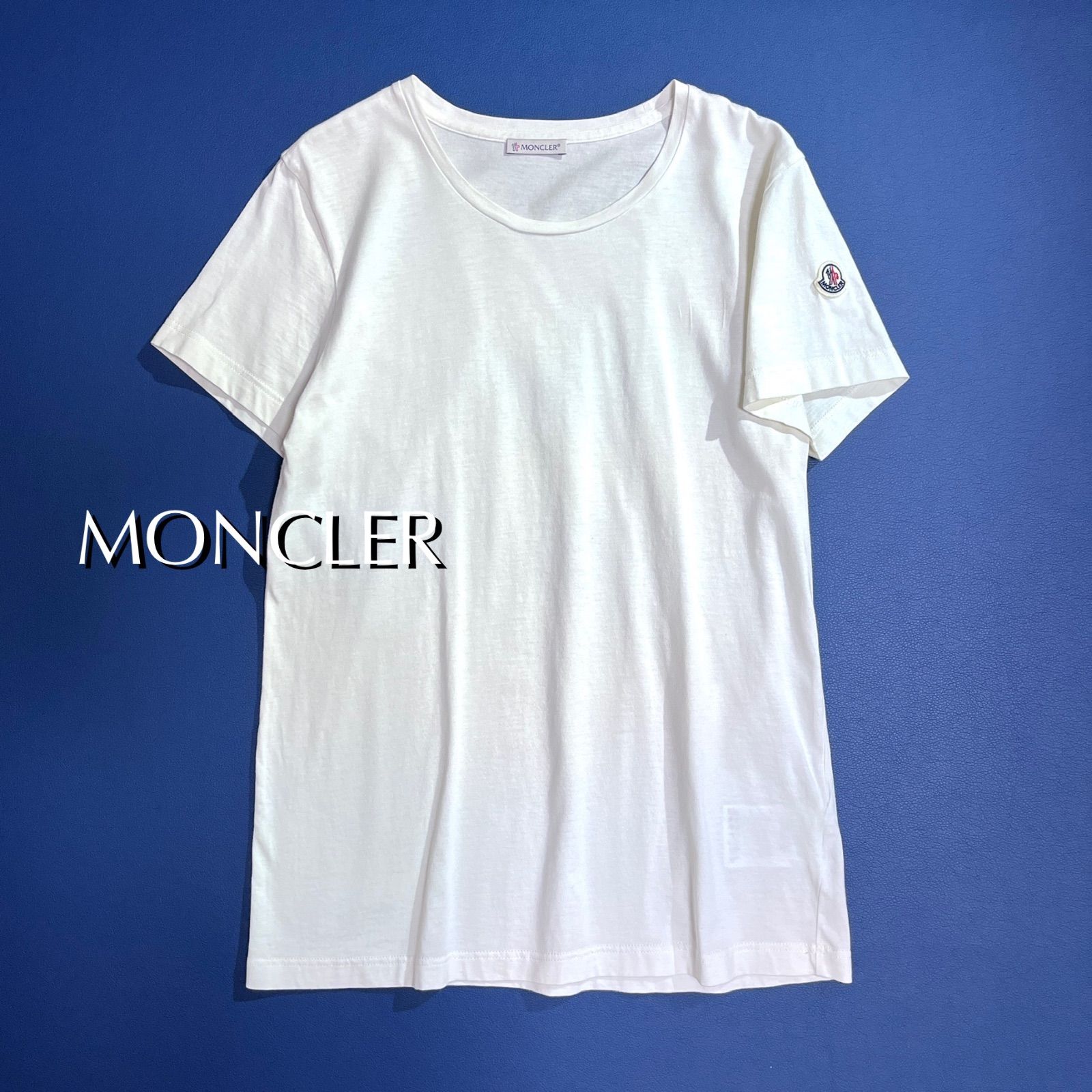 cY99 MONCLER 半袖 ワッペン ロゴ マーク 刺繍 クルーネック Tシャツ