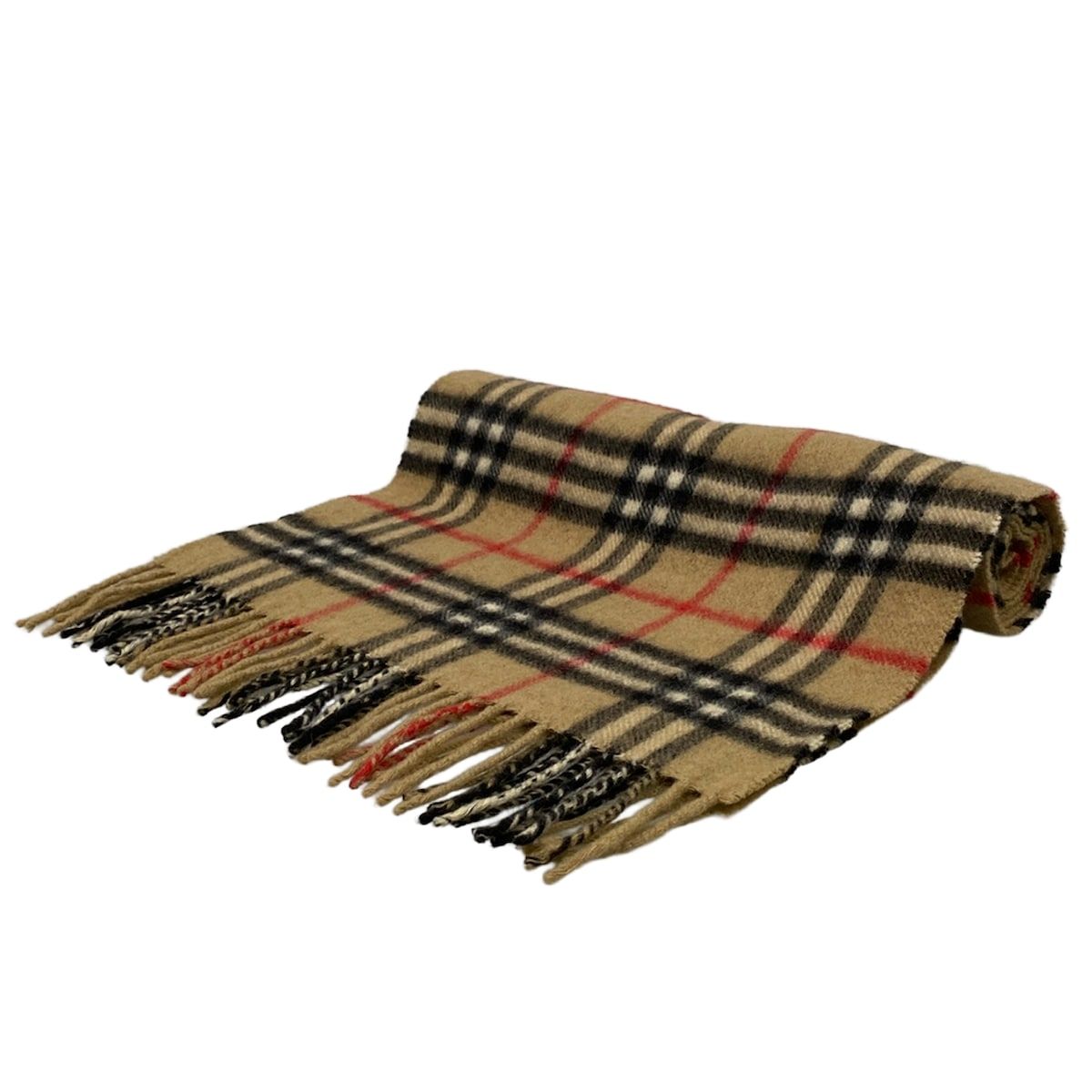 Burberry's(バーバリーズ) マフラー ベージュ×レッド×黒 チェック柄 カシミヤ