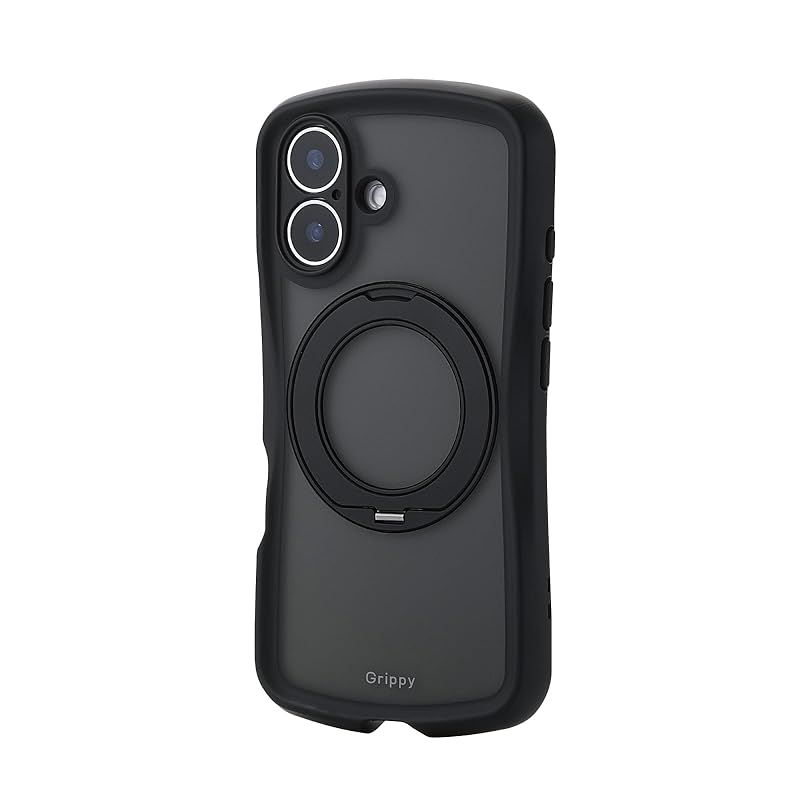 【新品】 エレコム iPhone16 ケース カバー マット加工 耐衝撃 衝撃吸収 マグネット MAGKEEP 回転式スタンド ハイブリッド TPU Grippy 手に馴染む グリップ感 カメラ保護 ワイヤレス充電 ブラック PM-A24AGRSTKMBK 0
