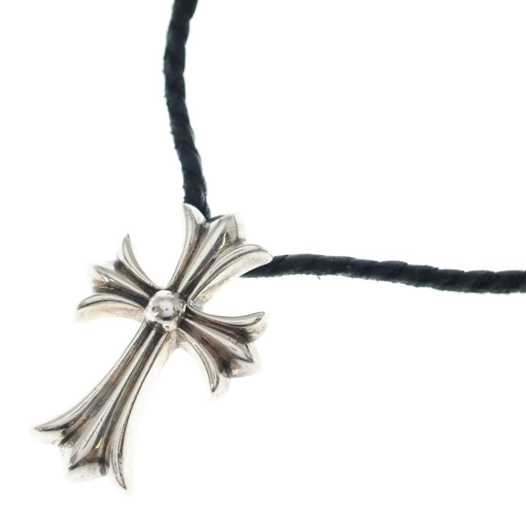 CHROME HEARTS (クロムハーツ) CH CRS SML CL スモールCHクロス ボロチップ レザーブレイド ネックレス シルバー/ブラック BCA217