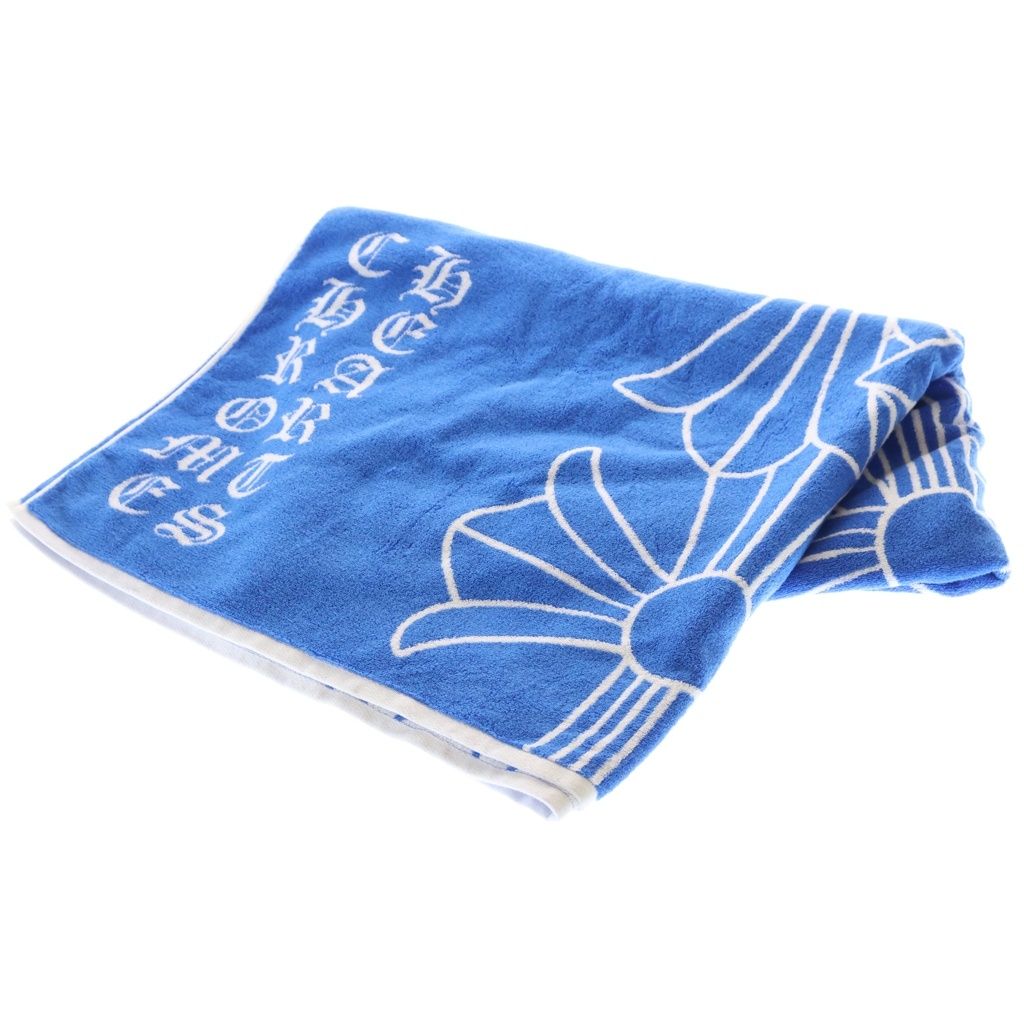CHROME HEARTS (クロムハーツ) BEACH TOWEL ロゴ総柄ビーチタオル ブルー