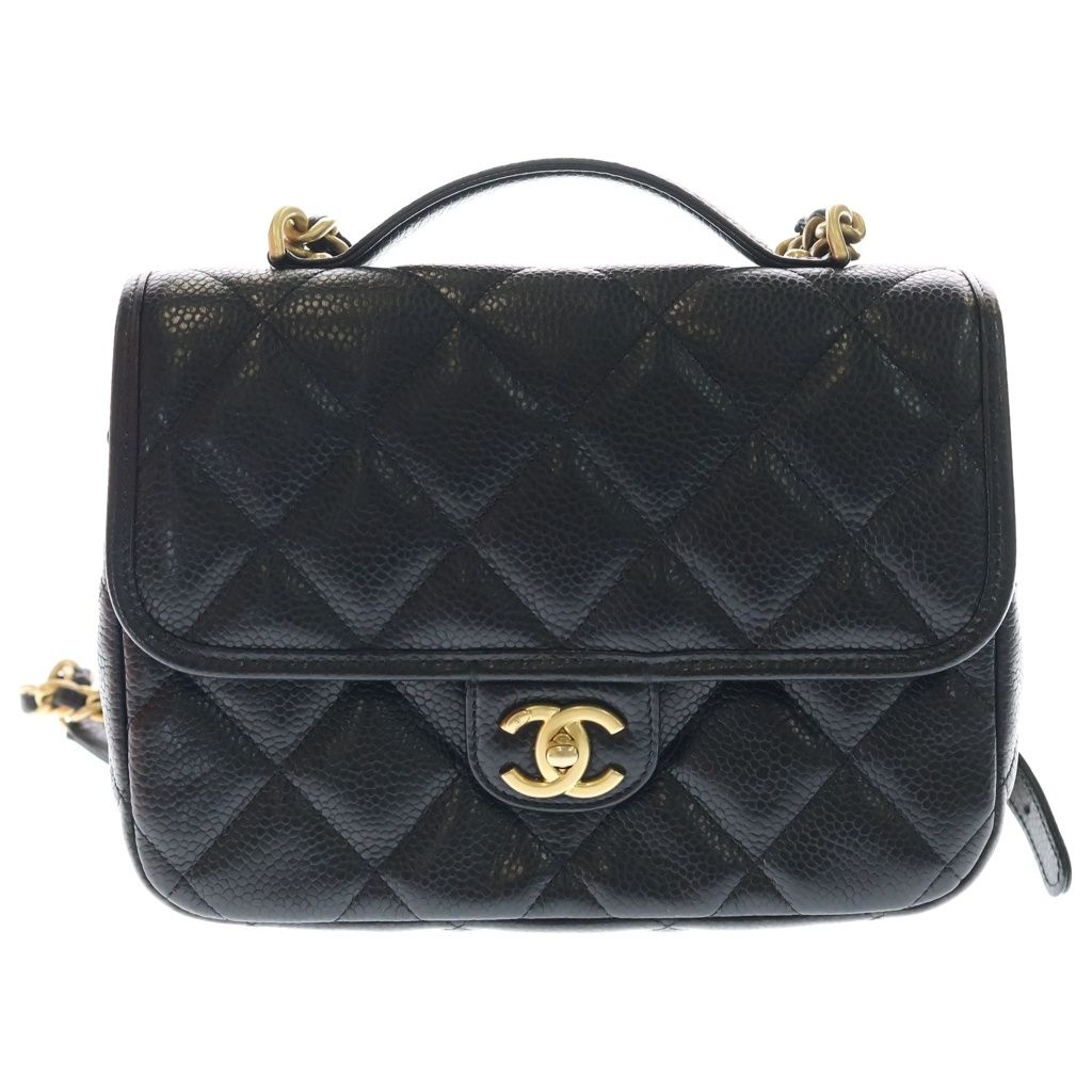 CHANEL (シャネル) マトラッセ リュック バックパック ブラック キャビアスキン レザー ゴールド金具 プレート AS5347