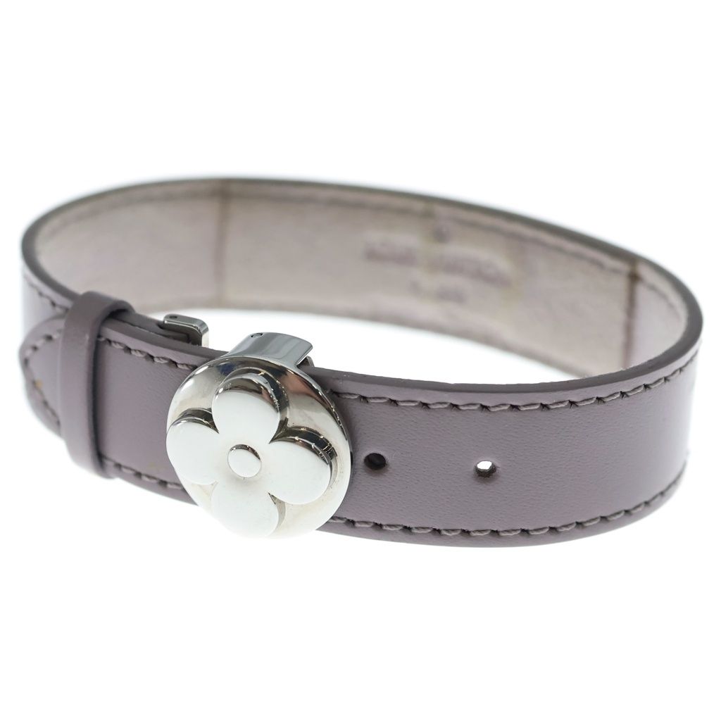 LOUIS VUITTON (ルイヴィトン) ブラスレ ヴー グッドラック モノグラム フラワー レザー ブレスレット シルバー金具 パープル M34448