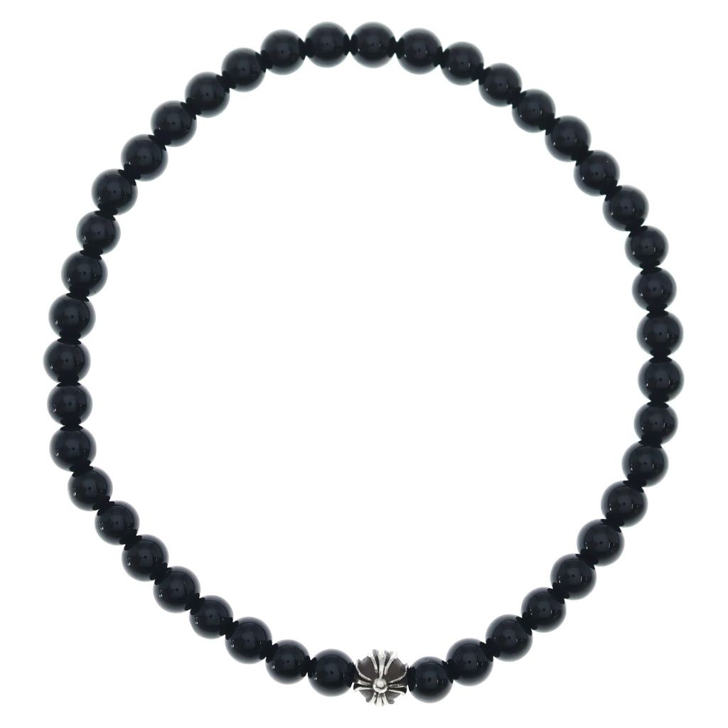 CHROME HEARTS (クロムハーツ) 4mm BEAD 4mm ビーズ ブレスレット ブラック/シルバー