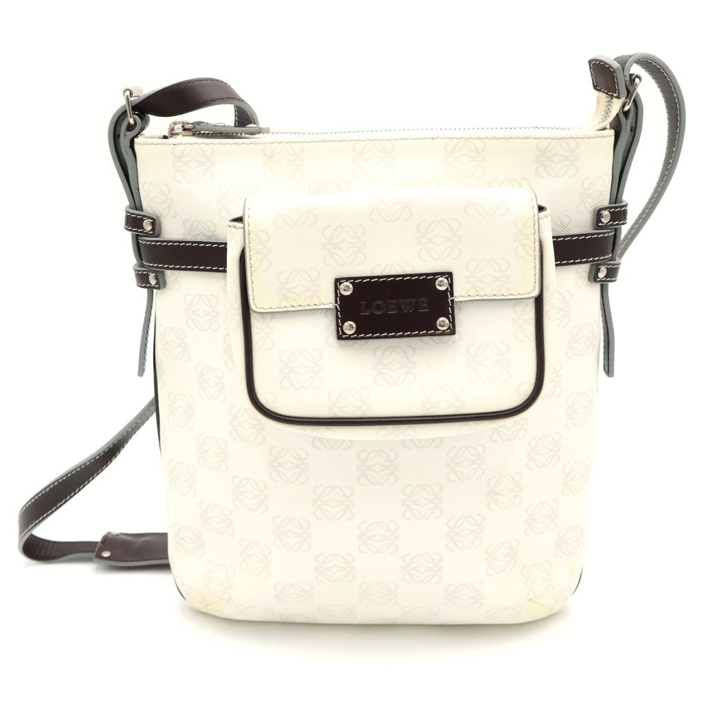 LOEWE (ロエベ) アナグラム ショルダーバッグ ホワイト×ブラウン 