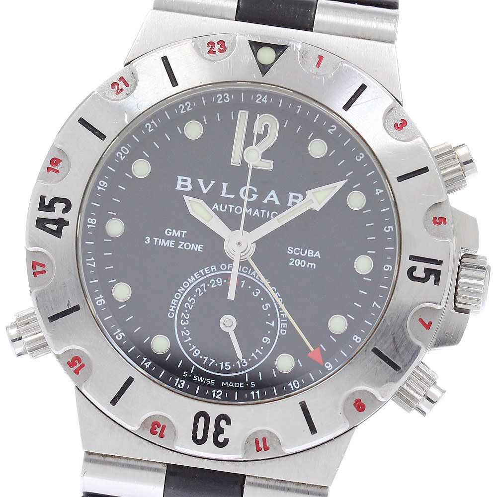 ブルガリ BVLGARI SD38SGMT ディアゴノ スクーバ GMT デイト 自動巻き メンズ 保証書付き_943974