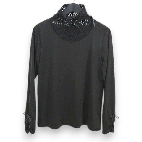 インゲボルグ シルク混 高級透かし柄コットンレース♪長袖コート 黒11号 超美品 インゲボルグ INGEBORG 長袖 カットソー 11号 黒系 ブラック