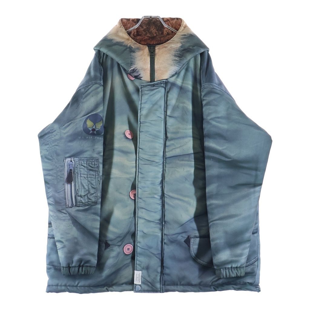 TALKING ABOUT THE ABSTRACTION (トーキング アバウト ザ アブストラクション) 25AW N3B PRINT PADDET JKT プリント パデッド フーデッドジップアップジャケット インディゴ 2526AW-J-006