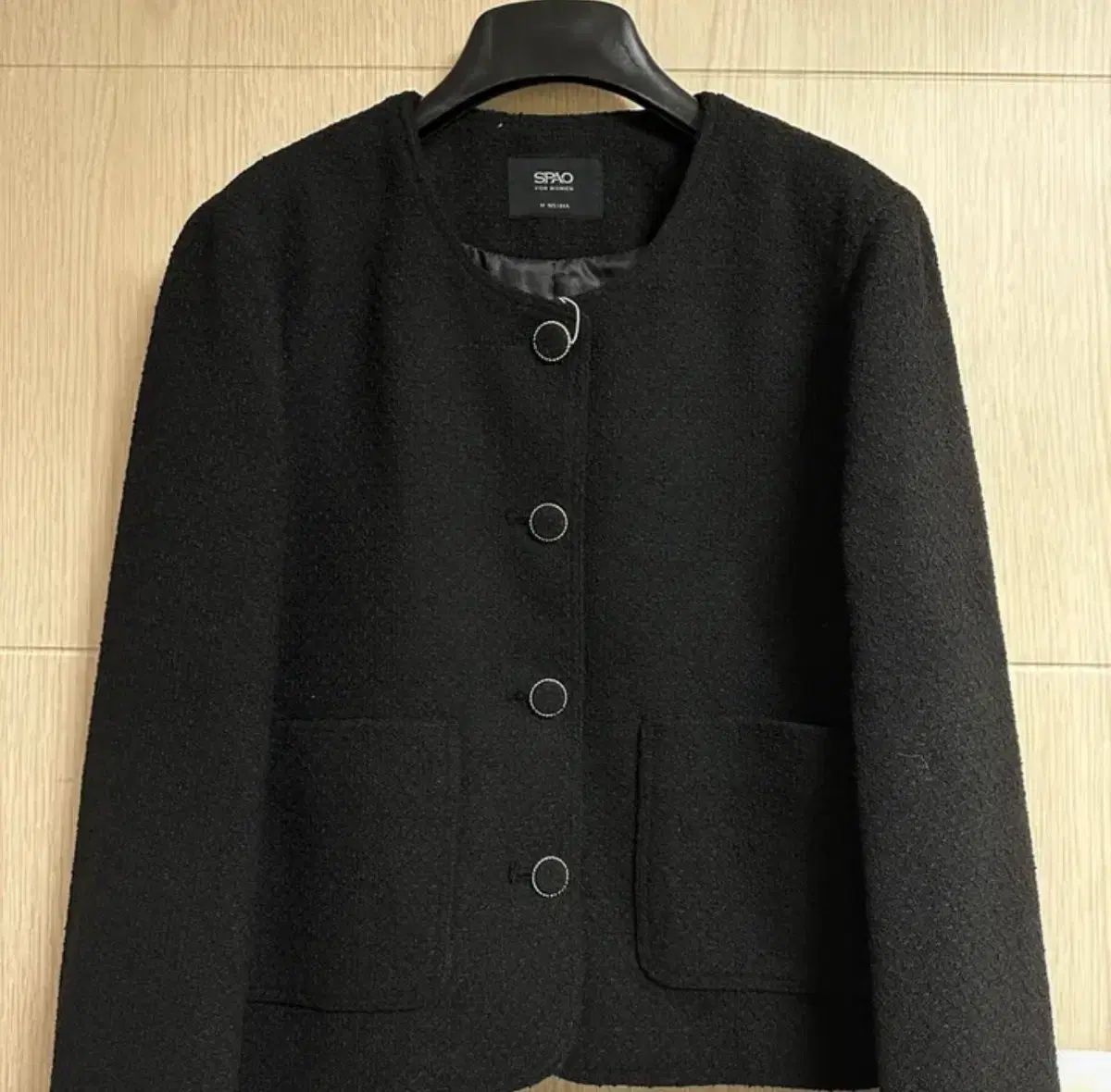 SPAO レディース ブラック ツイード ジャケット