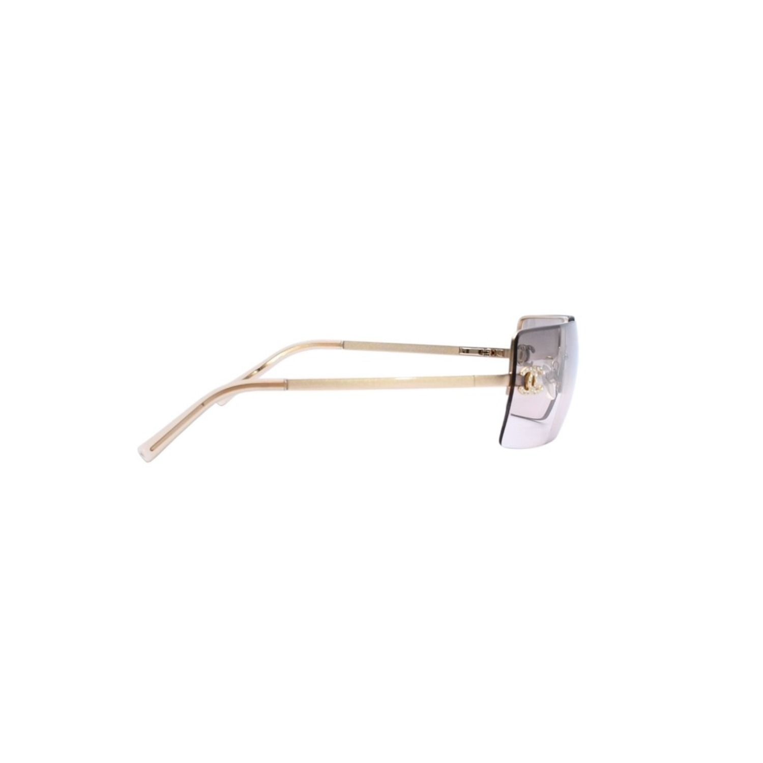 CHANEL シャネル ハーフリム サングラス アイウェア 4092-B c.102/8Z サイズ62□15 120 ココマーク ラインストーン 美品 中古 4a002136