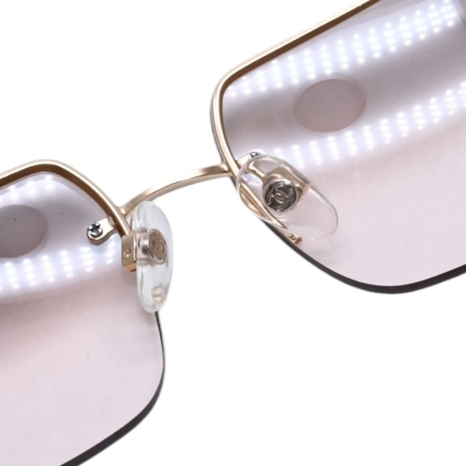 CHANEL シャネル ハーフリム サングラス アイウェア 4092-B c.102/8Z サイズ62□15 120 ココマーク ラインストーン 美品 中古 4a002136