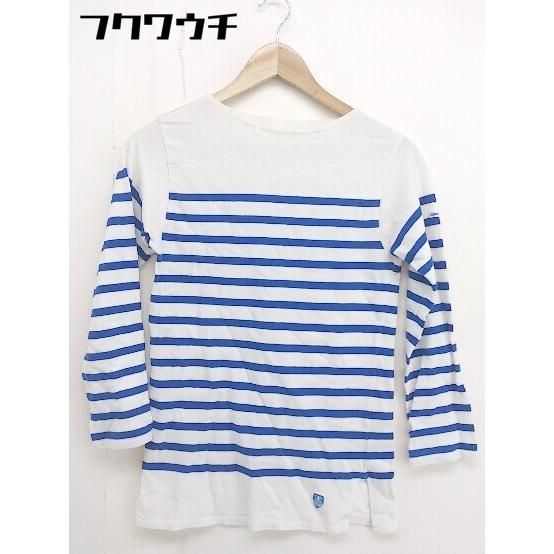 ◇ ORCIVAL オーシバル ボーダー ボートネック 長袖 ロンＴ カットソー ホワイト ブルー系 レディース 【1109030015295】