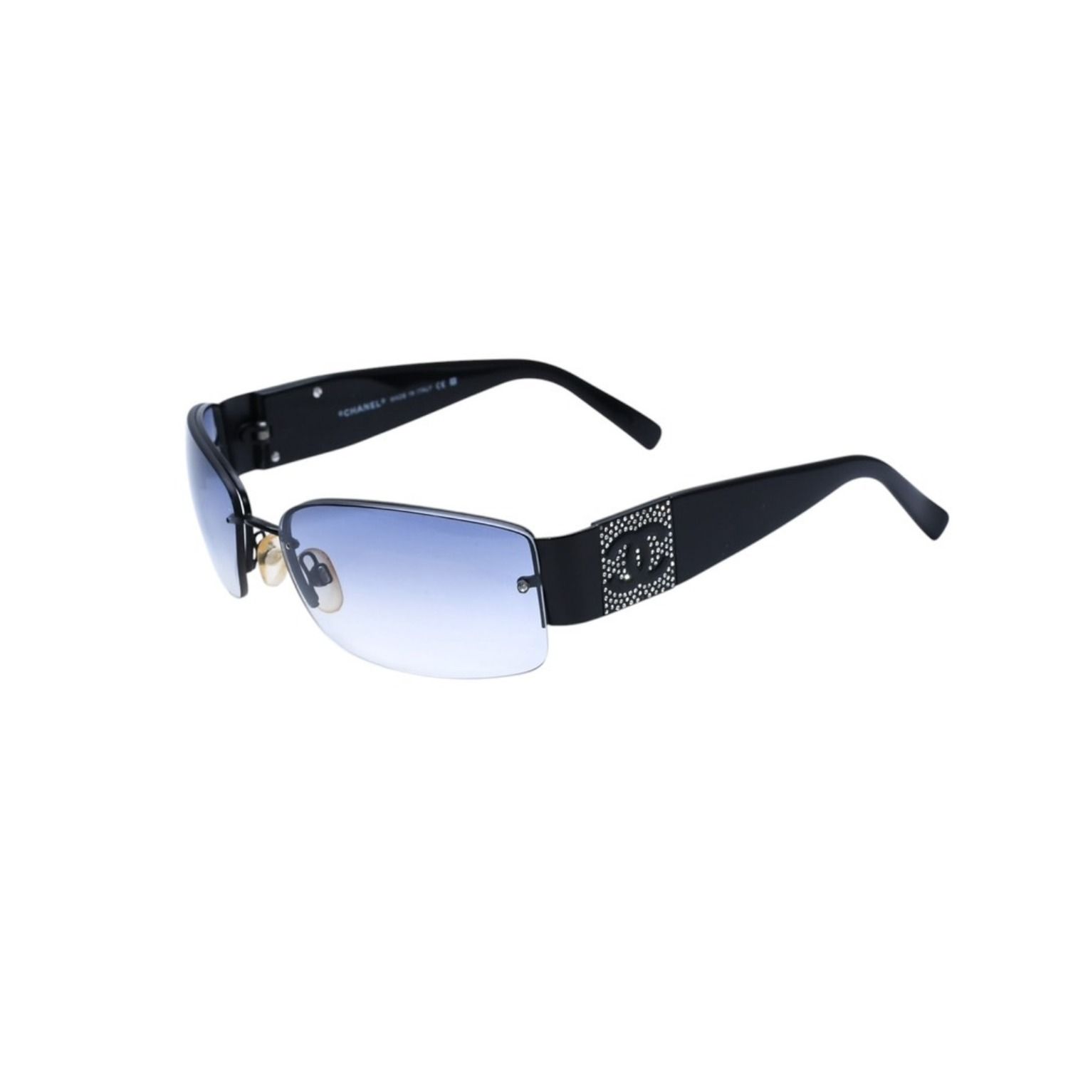 CHANEL シャネル ハーフリム サングラス アイウェア 4117-B c.101/8G サイズ62□16 125 ココマーク ラインストーン ブラック 美品 中古 4a002133 CHANEL シャネル ハーフリム サングラス アイウェア 4117-B c.101/8G サイズ62□16 125 ココマーク ラインストーン ブラック 美品 中古 4a002133
