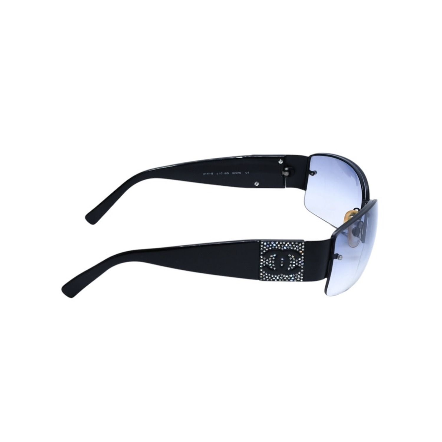 CHANEL シャネル ハーフリム サングラス アイウェア 4117-B c.101/8G サイズ62□16 125 ココマーク ラインストーン ブラック 美品 中古 4a002133 CHANEL シャネル ハーフリム サングラス アイウェア 4117-B c.101/8G サイズ62□16 125 ココマーク ラインストーン ブラック 美品 中古 4a002133