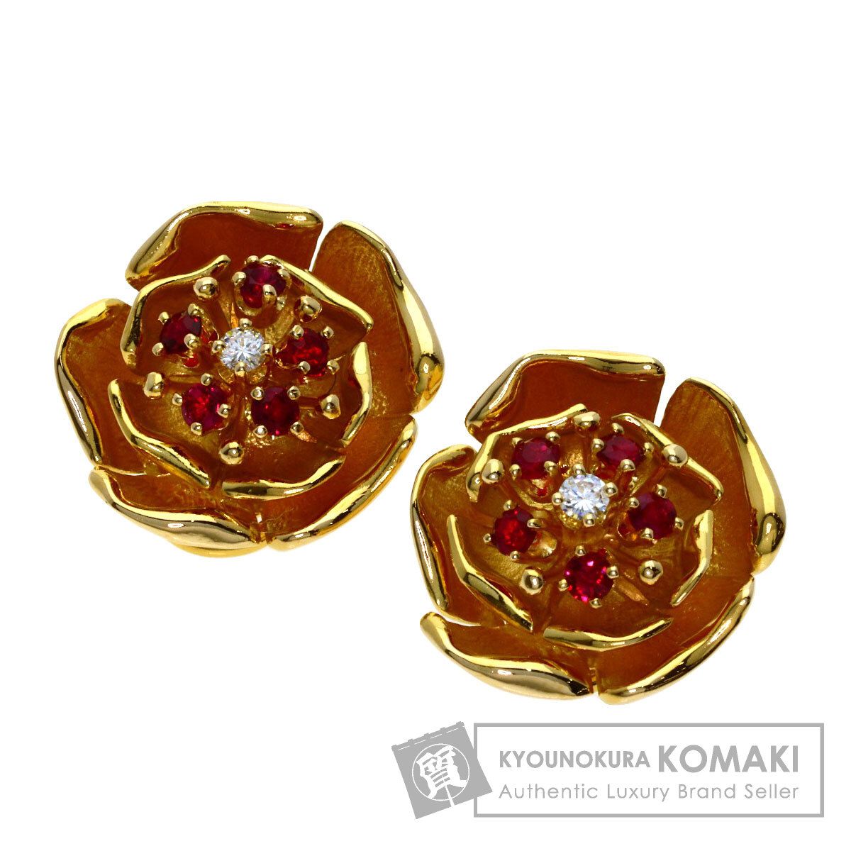 PIAGET ピアジェ ローズ ルビー ダイヤモンド イヤリング K18YG レディース [中古]