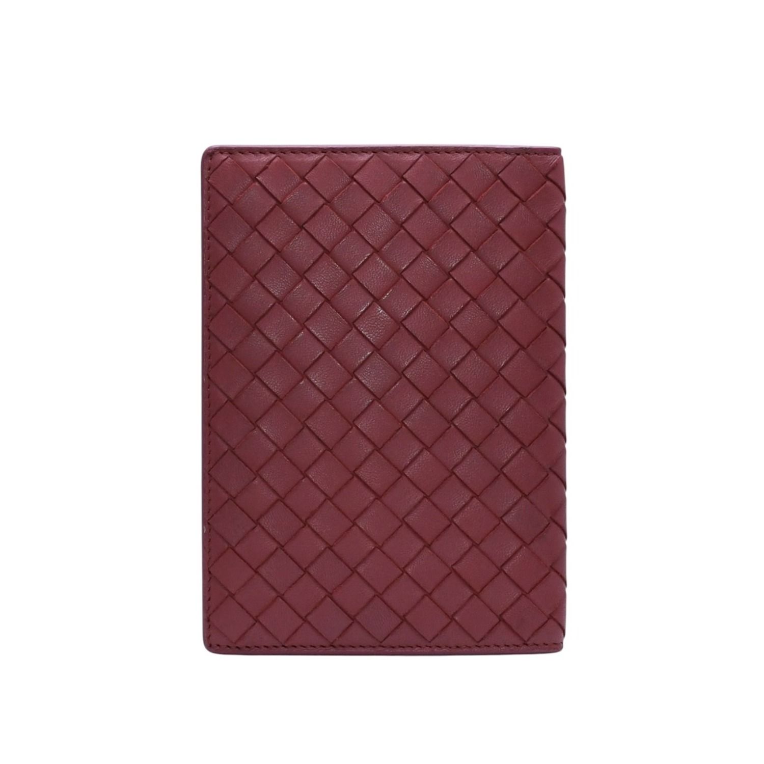 BOTTEGA VENETA ボッテガヴェネタ PASSPORT CASE パスポートケース イントレチャート レザー レッド 美品 中古 4a002428