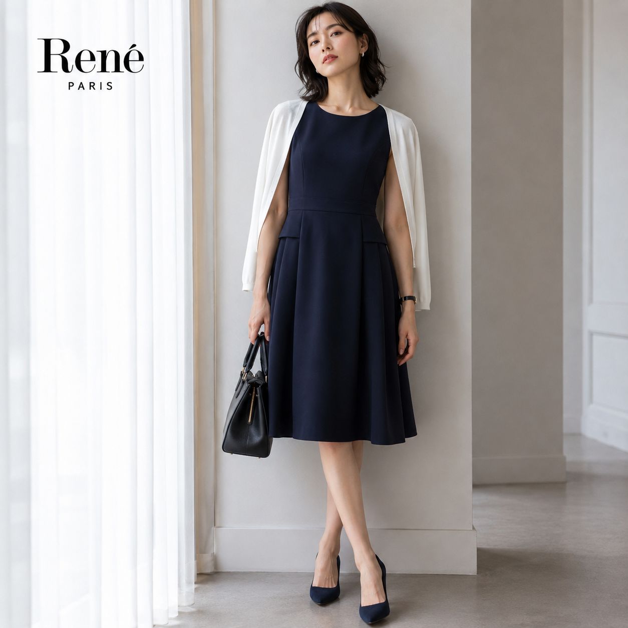 Rene ワンピース ネイビー 36 Rene(ルネ) / ワンピース/ノースリーブ