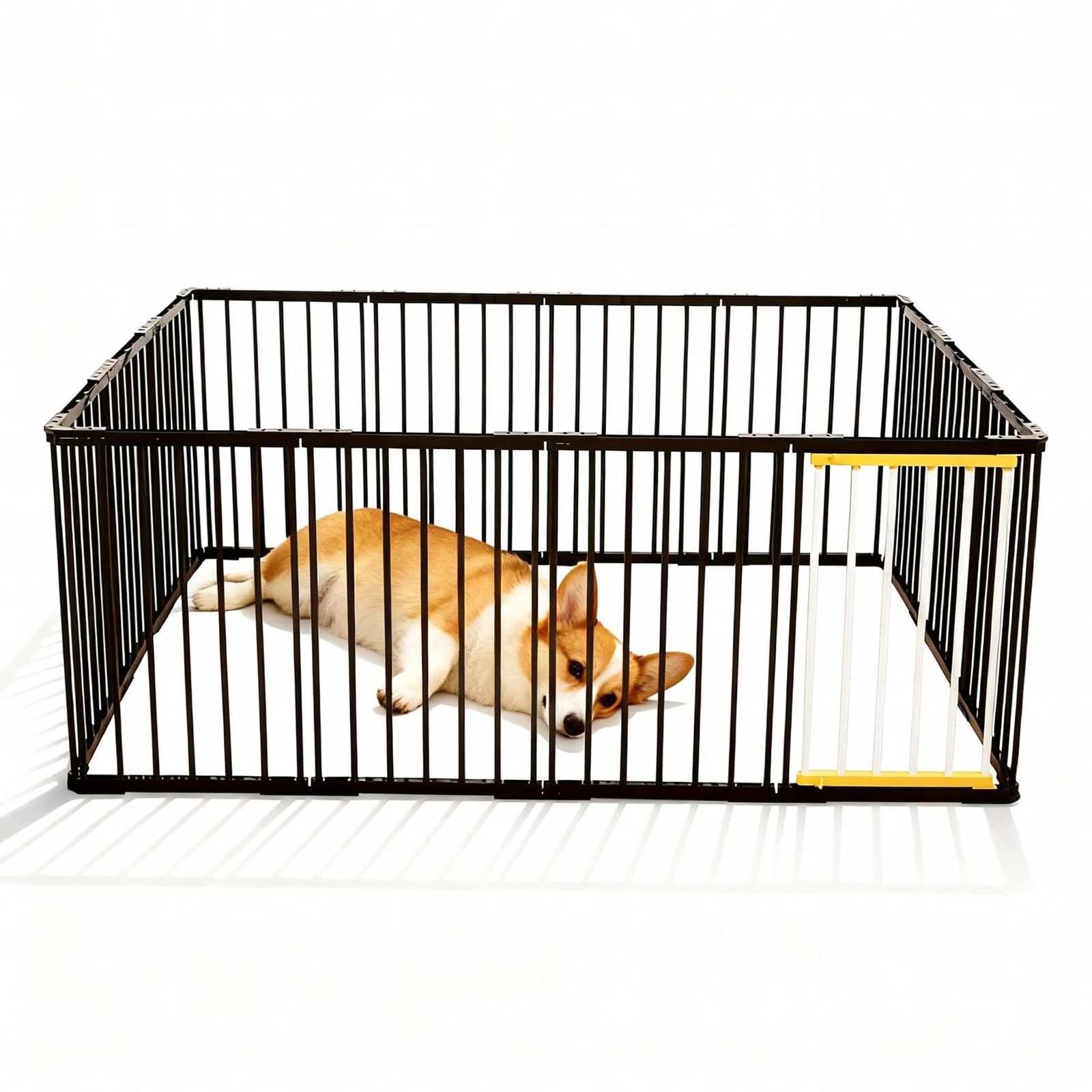 PJTL ペットサークル 犬 サークルケージ 犬ゲージ 犬ケージ DIY 12枚 14枚 16枚 接続式 簡単組み立て 工具不要 折りたたみ レイアウト自由 多頭用 (ブラック-14枚)