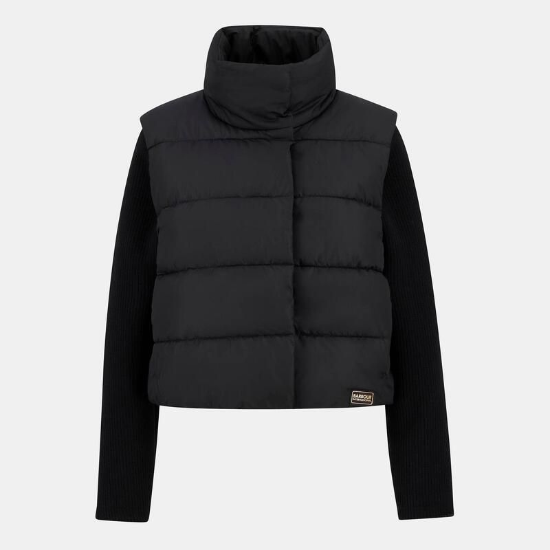 バブアー レディース アウター パーカー・スウェット キルティング シャツ Barbour International San Telmo Quilted Sweatshirt Black ブラック