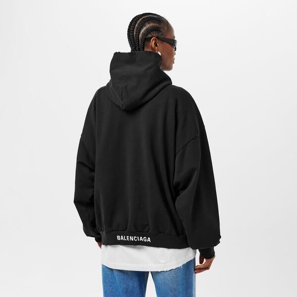 バレンシアガ レディース アウター パーカー・スウェット Balenciaga Womens Over thead Hoodie BlackWhite ホワイト