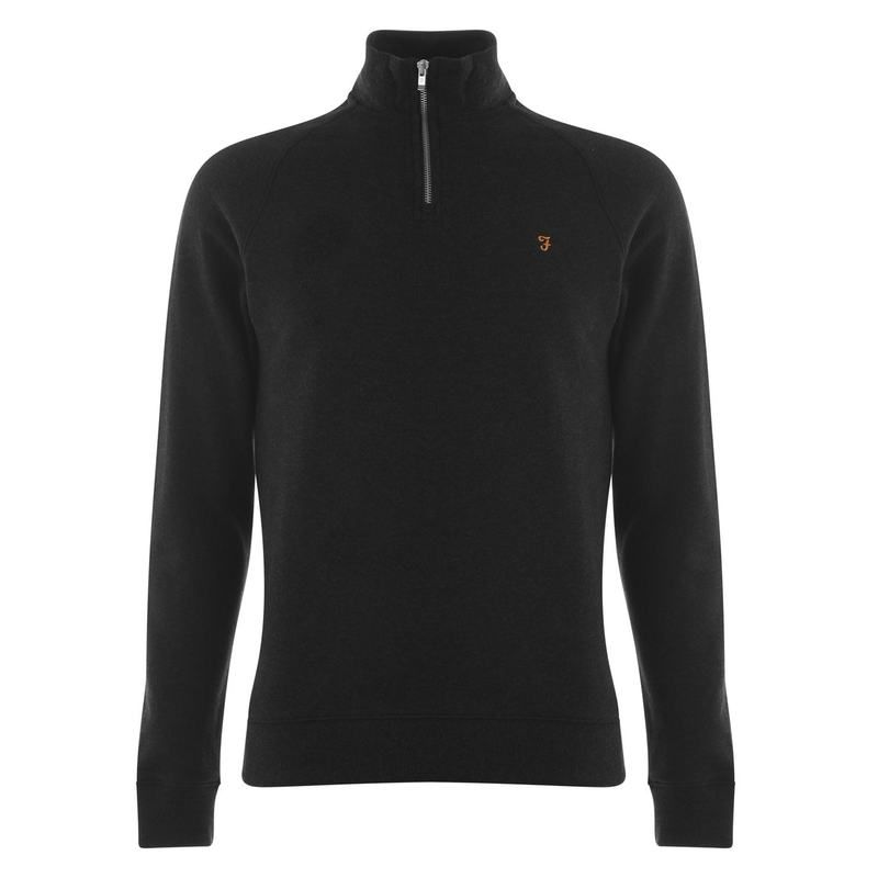 ファーラー メンズ アウター ニット・セーター Farah Jim Zip Jumper Black 010 ブラック