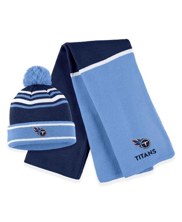 ウェア バイ エリン アンドルーズ レディース アクセサリー 帽子 カラーブロック ニット WEAR by Erin Andrews Womens Navy Tennessee Titans Colorblock Cuffed Knit Hat with Po