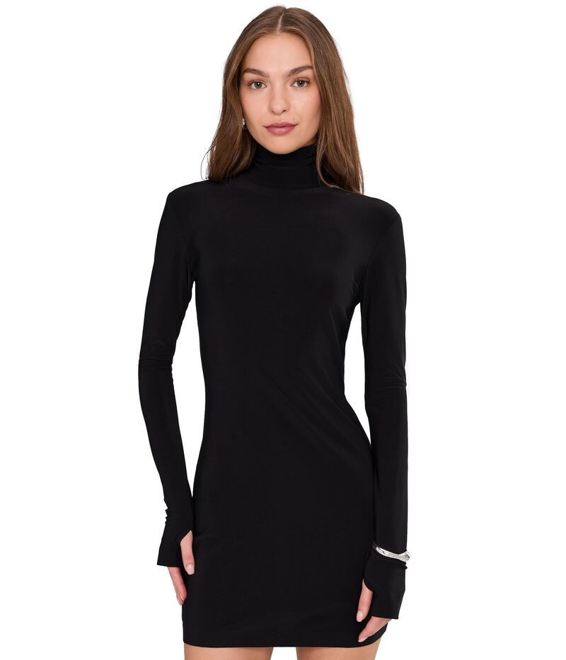 ノーマカマリ レディース トップス ワンピース タートルネック ミニ Norma Kamali Long Sleeve Turtleneck Mini Dress Black ブラック