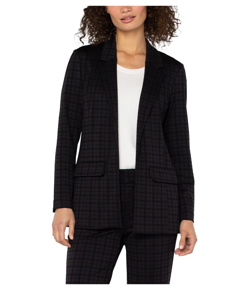リヴァプール ロサンゼルス レディース アウター コート ブレザー Liverpool Los Angeles Notch Collar Boyfriend Blazer Black Tattersal ブラック