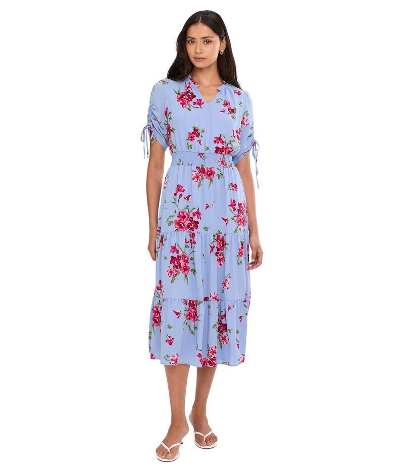 セセ レディース トップス ワンピース ティアード ギャザー シャーリング マキシ CeCe Ruched Short Sleeve Smocked Waistiered Maxi Dress Windsurfer