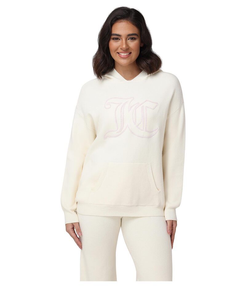 ジューシークチュール レディース アウター パーカー・スウェット ドロップショルダー Juicy Couture Drop Shoulder Hoodie With Jc Embroidery White ホワイト