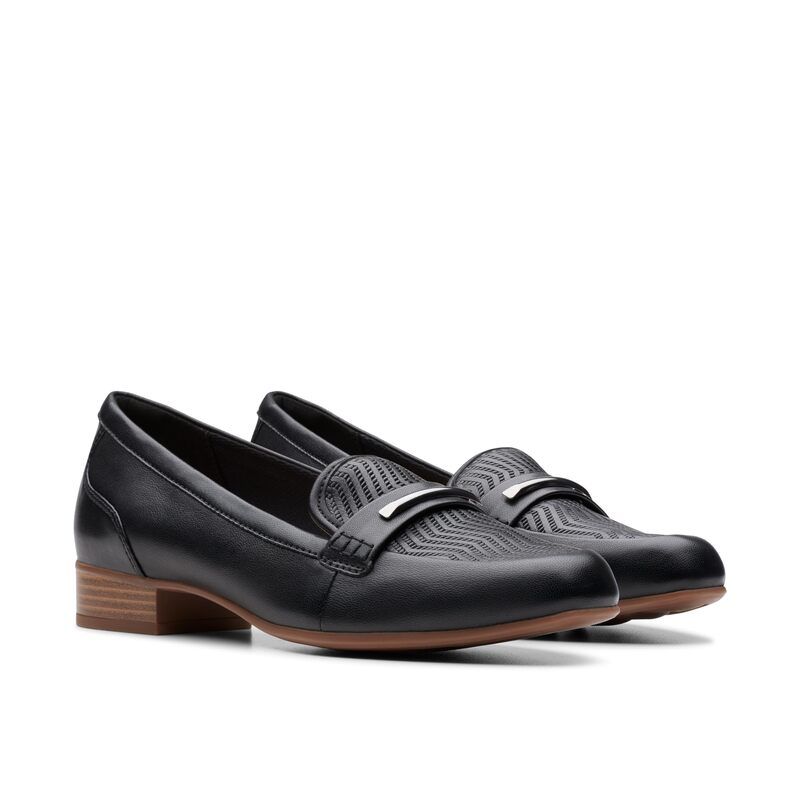 クラークス レディース シューズ スリッポン・ローファー Clarks Juliet Aster Black Leather ブラック