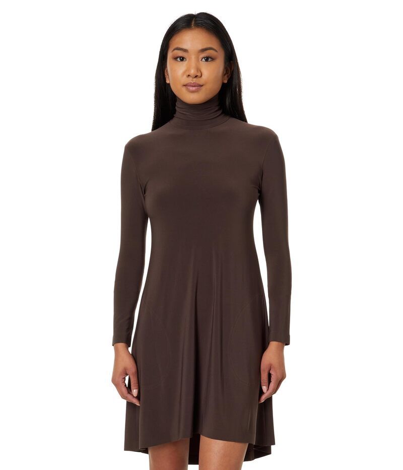 ノーマカマリ レディース トップス ワンピース Norma Kamali Long Sleeve Turtle Swing Dress Chocolate チョコレート