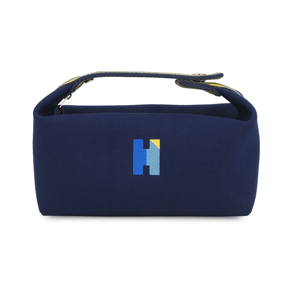 エルメス ポーチ ブリッド・ア・ブラックPM マリン/シルバー金具 キャンバス HERMES バッグ 小物入れ