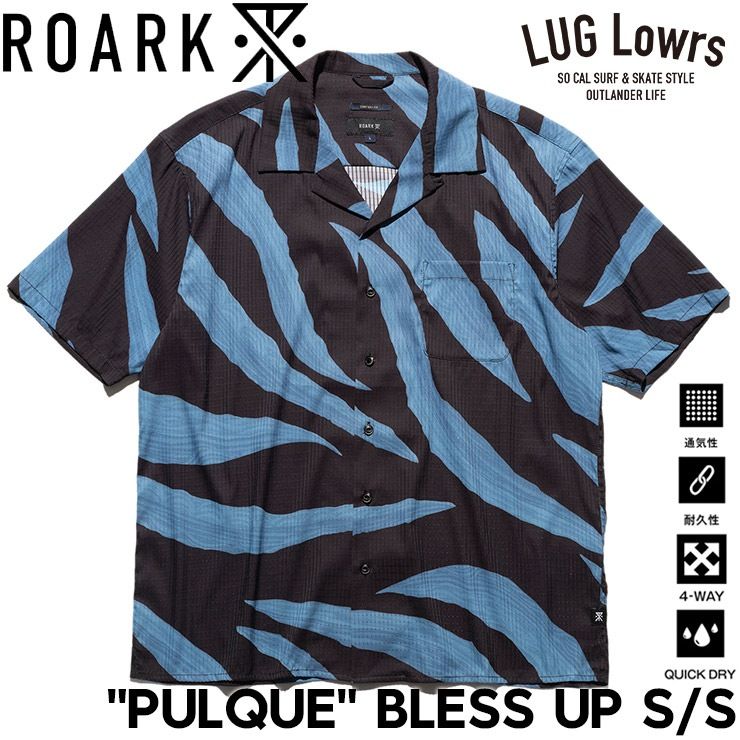 ROARK ロアーク シャツ メンズ 半袖シャツ 総柄シャツ オープンカラーシャツ 速乾 ストレッチ BLESS UP PULQUE RWJ1224-BLK 26SU 日本代理店正規品