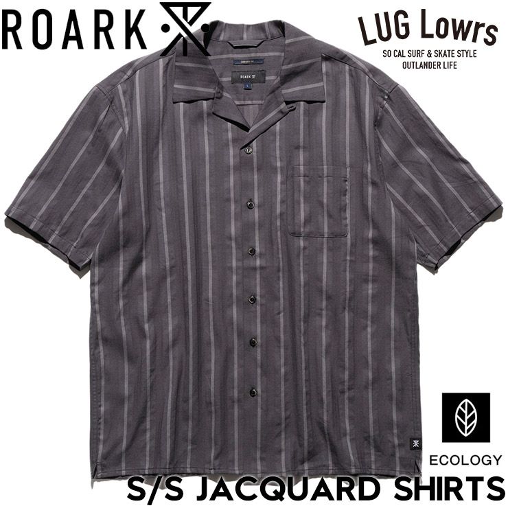 ROARK ロアーク シャツ メンズ 半袖シャツ ジャガードシャツ ストライプシャツ オープンカラーシャツ コットン S/S JACQUARD SHIRTS RWJ1220-BLK 26SU 日本代理店正規品