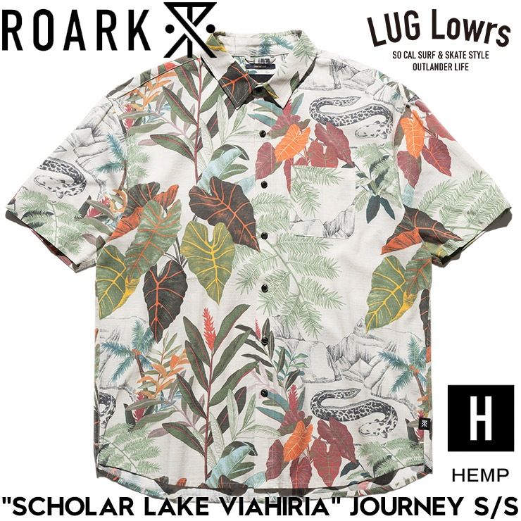 ROARK ロアーク シャツ メンズ 半袖シャツ 総柄シャツ コットンヘンプシャツ JOURNEY S/S SCHOLAR LAKE VIAHIRIA RWJ1223-BON 26SU 日本代理店正規品