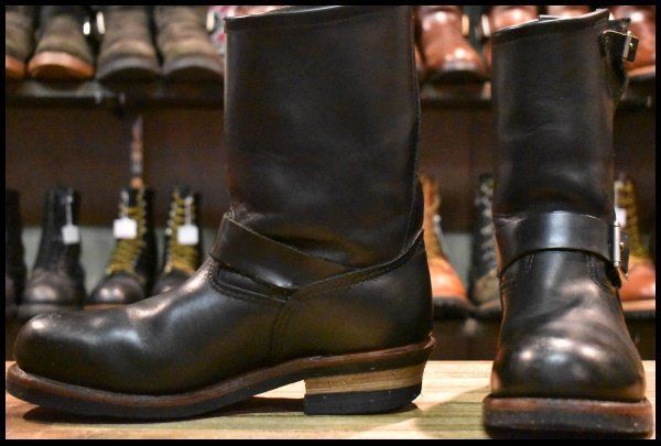 【8D 良品 08年】レッドウィング 2268 エンジニア 黒 ブラッククローム スチールトゥ プルオン ブーツ redwing HOPESMORE【GE282】
