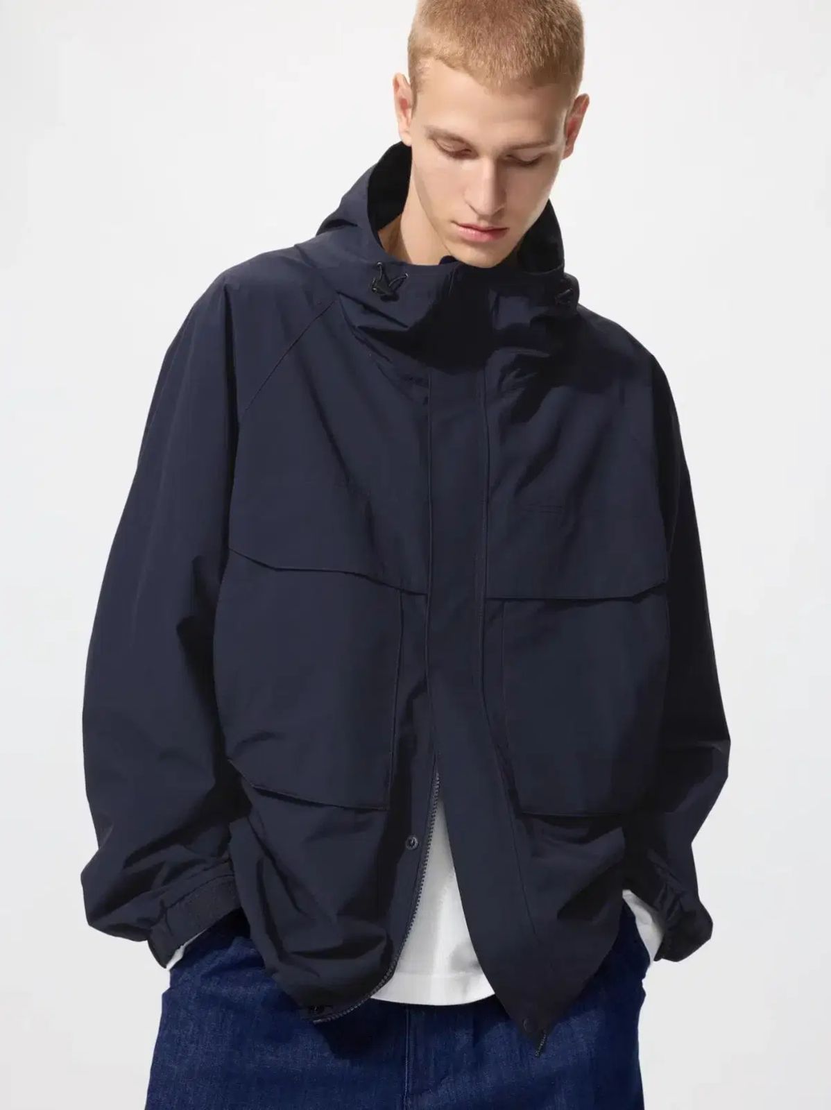 UNIQLO ユニクロ WIND AND WISH ブロック パーカ ネイビー m