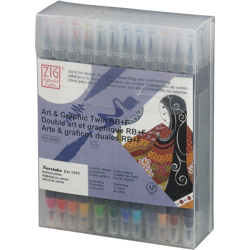 新品 呉竹 水性ペン ZIG アート&グラフィック ツイン 48色 TUT-95/48V