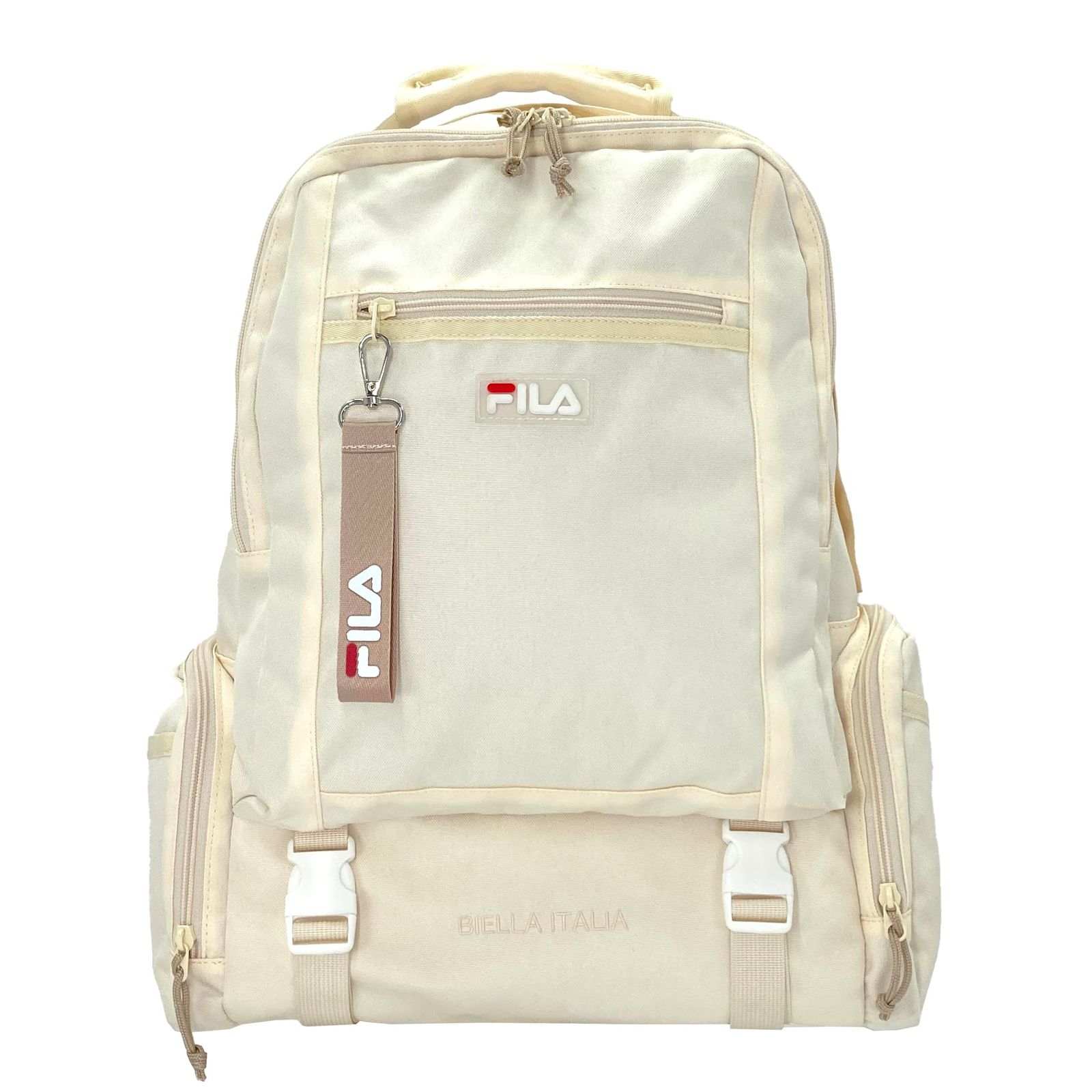 新品 8FB091[フィラ]撥水シューズスペース付リュック 当店限定 通学 女子 男子 大容量 多機能 ブランド 人気 (オフホワイト)