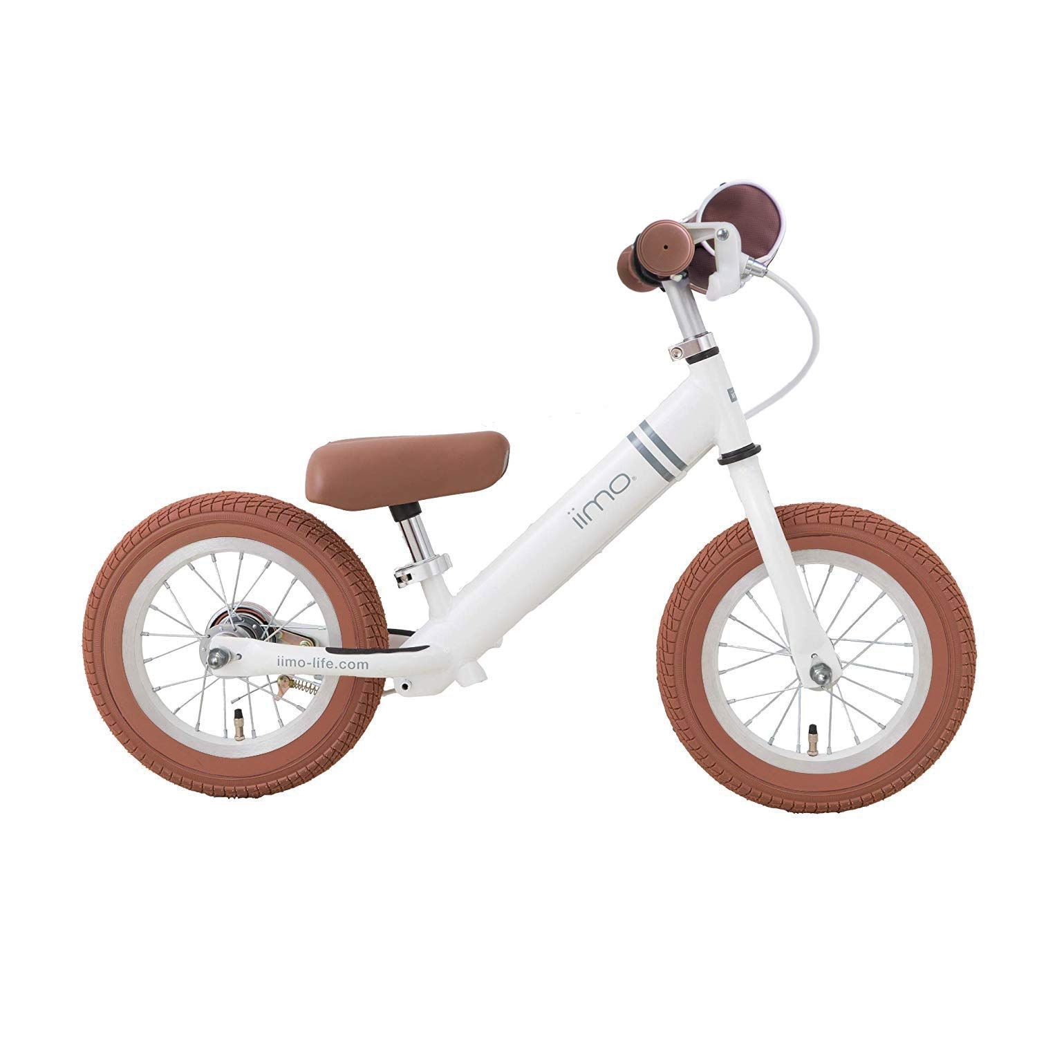 新品 キックバイク ペダルなし自転車 リアブレーキ標準装備 エアータイヤ iimo (イイモ) オリジナルポーチ付き 12インチ ジェントルホワイト JP8732