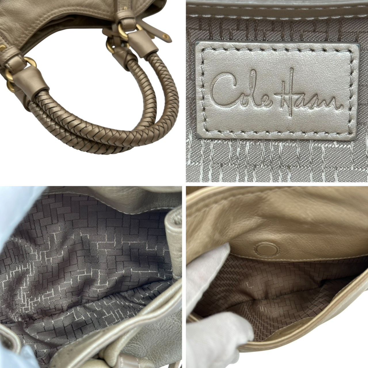B5473】 Cole Haan コールハーン ハンドバッグ レザー ゴールド 
