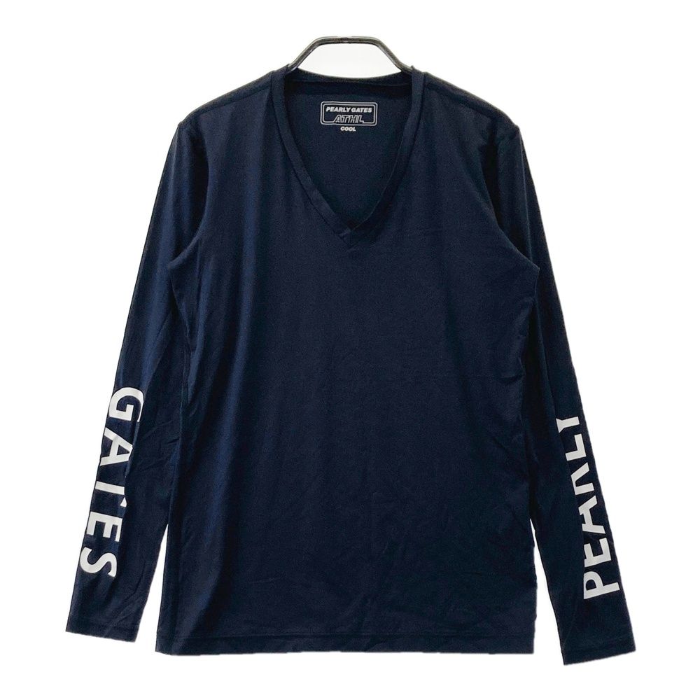 サイズ：4 PEARLY GATES パーリーゲイツ Vネック 長袖インナーTシャツ ネイビー系 [240101693880] ゴルフウェア メンズ ストスト