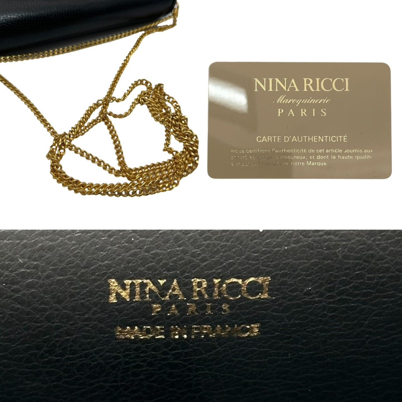 B5475】 NINA RICCI ニナリッチ ショルダーバッグ レザー シボ革 