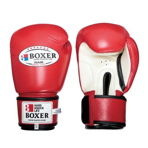 新品 ISAMI BOXERボクシンググローブ 本革 10オンス（TBX-110） (赤)