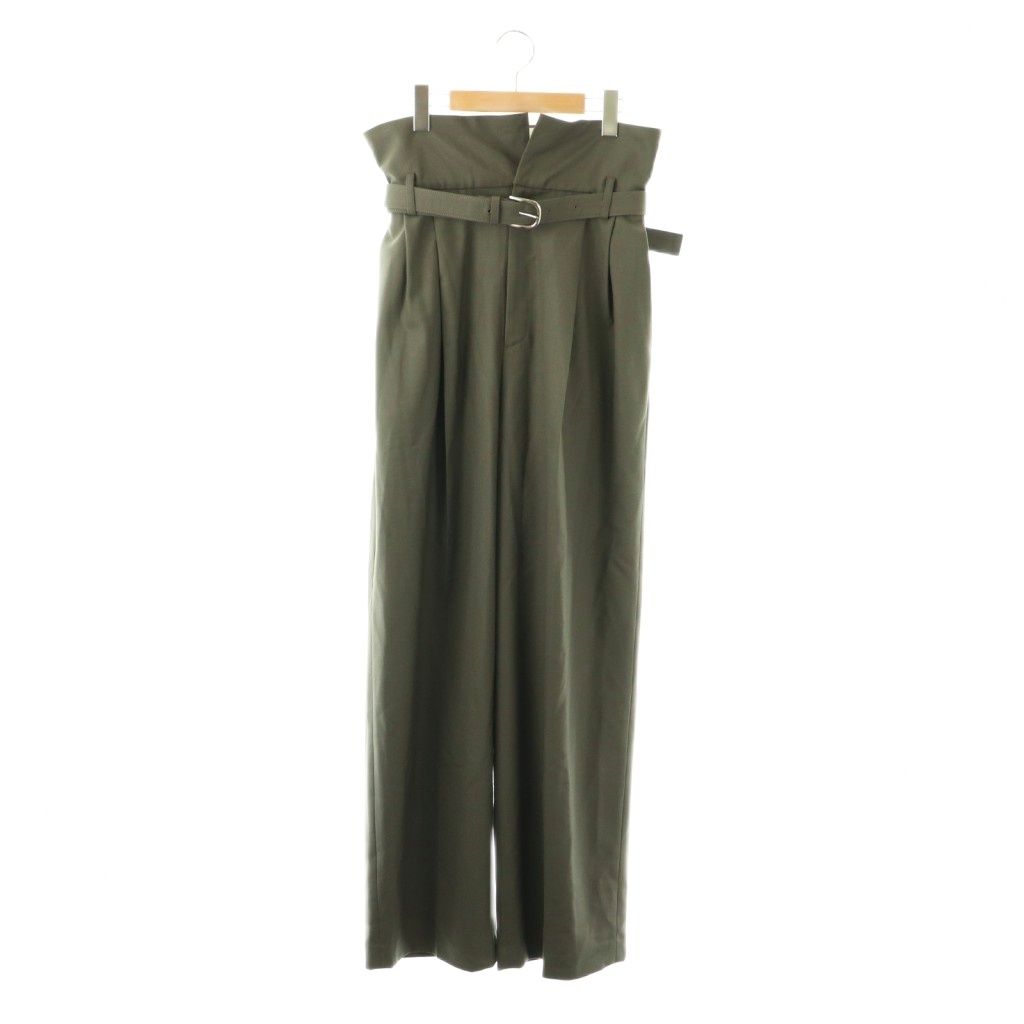 エンフォルド ENFOLD 26SS BELT WIDE TROUSERS パンツ ワイド ジッパーフライ 38 グレー /NR ■OS