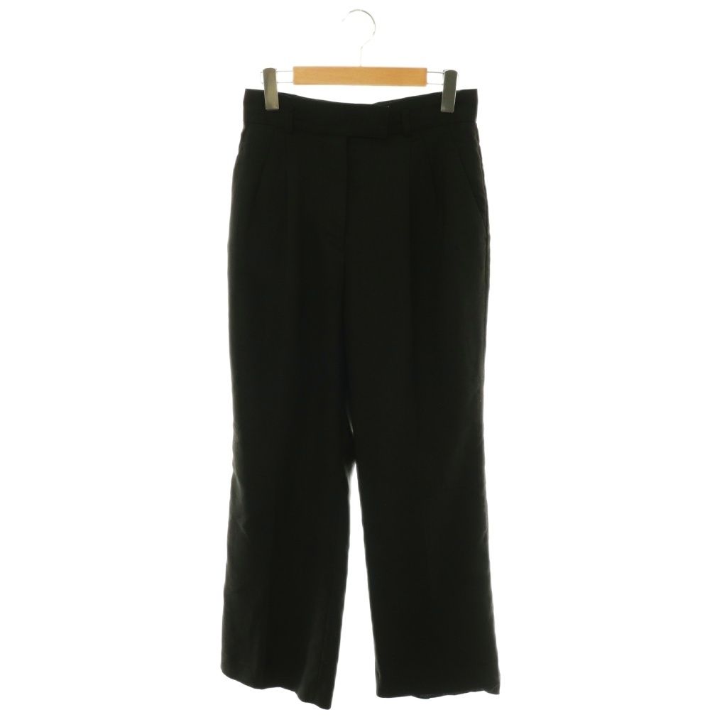 マメクロゴウチ Mame Kurogouchi 24SS Linen Touch Triacetate Cropped Trousers パンツ ストレート タック 2 ブラック /HK ■OS