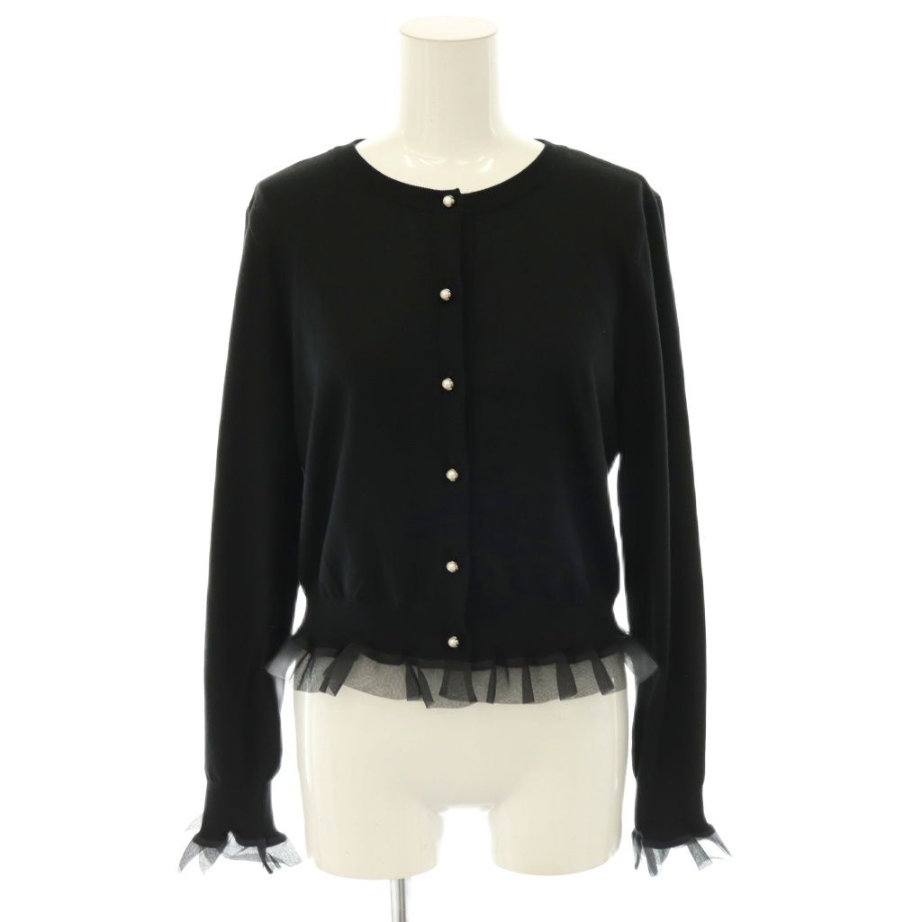 フォクシー FOXEY 44142 24年 Cardigan Blossom カーディガン ニット 長袖 シルク 40 黒 /NR ■OS